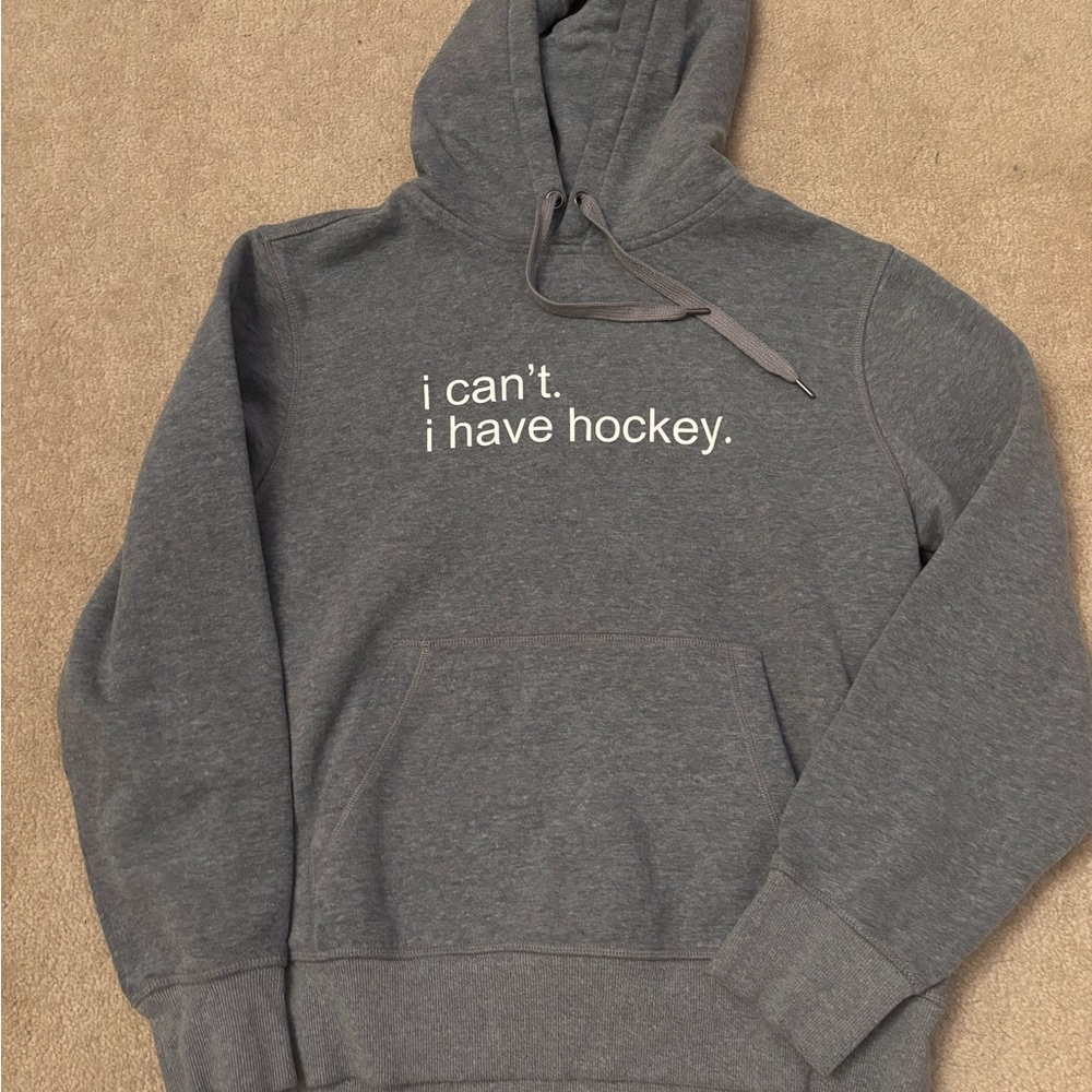 Men's Gray Hoodie with Hockey Print